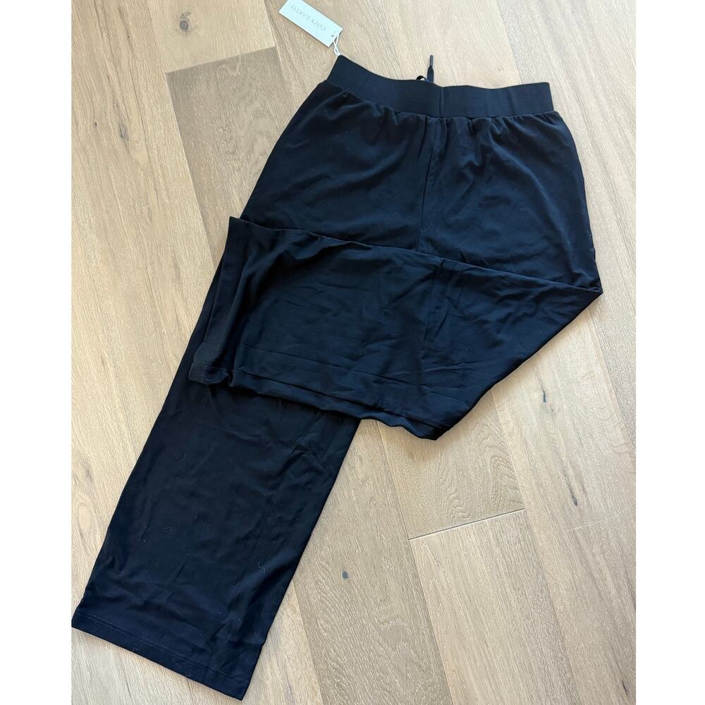 New Cozy Earth Womens Wide Leg Patch Pocket Bamboo Joggers Medium Black - Picture 5 of 7